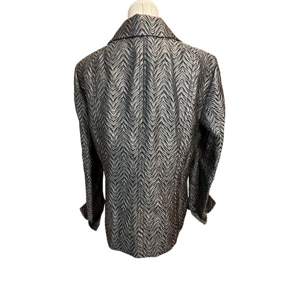 VINTAGE Metallic Zebra Animal Print Full Zip Mob Wife Blazer Jacket Size 10 - Picture 7 of 16